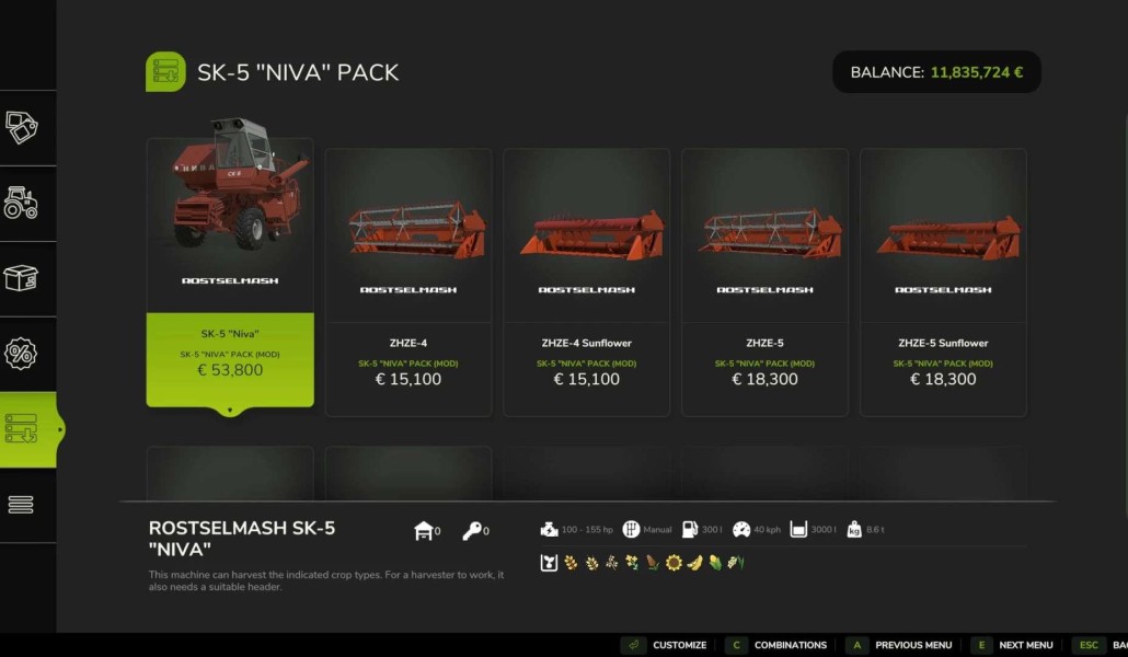 SK-5 Niva Mähdrescher-Paket