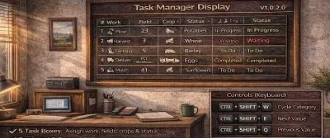 Platzierbare Objekte Farm Aufgabenmanager Anzeige Landwirtschafts Simulator mod