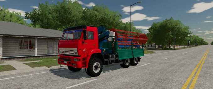 Trucks KamAZ-6522 with Manipulator Crane Farming Simulator mod