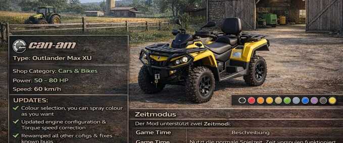 Cars Canam Outlander Max XU Farming Simulator mod