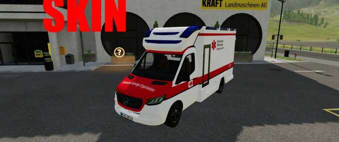 Fire department Mercedes W907 Tigis RTW Skin for German Rescue Organization Farming Simulator mod