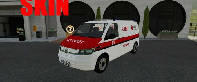 Fire department Volkswagen T6 German Rescue Organization NEF Skin Farming Simulator mod