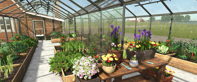 Gewächshäuser Gewächshaus mit Konserven- und Verpackungsproduktion Landwirtschafts Simulator mod
