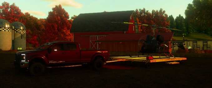 Tieflader Beweglicher Helipad-Anhänger Landwirtschafts Simulator mod