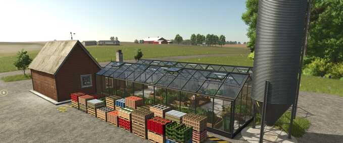 Gewächshäuser Gewächshaus mit Konserven- und Verpackungsproduktion Landwirtschafts Simulator mod