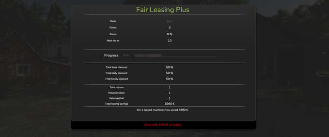 Scripte Fair Leasing Plus Landwirtschafts Simulator mod