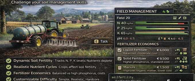 Scripts Realistic Soil & Fertilizer Farming Simulator mod