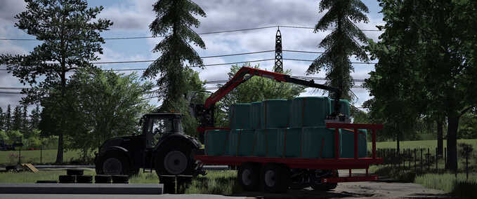 Ballentransport Ballentrailer mit Kran Landwirtschafts Simulator mod