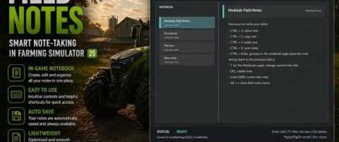Scripts Field Notes Farming Simulator mod