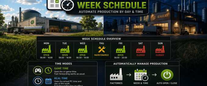 Scripts Factory Weekly Schedule Farming Simulator mod
