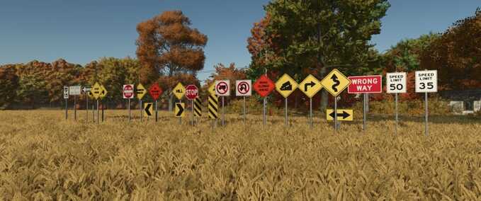 Dekoration Platzierbares US-Verkehrsschilder-Paket Landwirtschafts Simulator mod