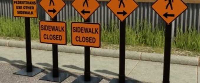 Decoration Sidewalk Closed Sign Pack Farming Simulator mod