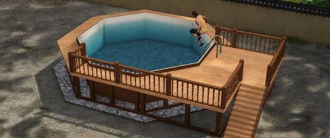 Dekoration Holzpooldeck Landwirtschafts Simulator mod