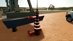 Animiertes Göpelwerk mit Bohrkopf